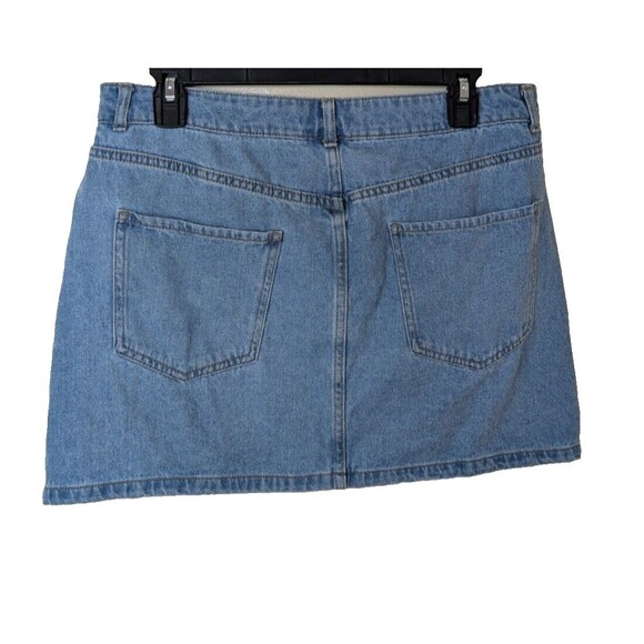 Forever 21 Women Mini Denim Skirt Y2K Light Wash Blue Lace Up Front US 30 - Picture 2 of 8